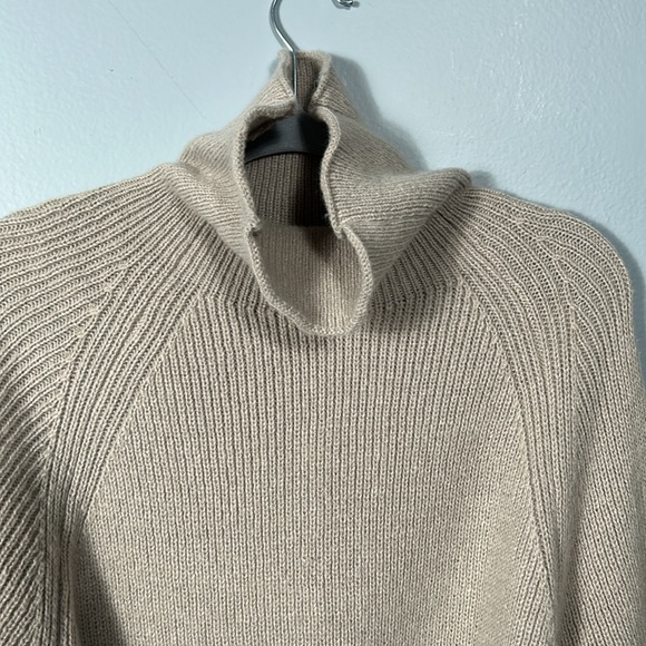 Tan Color Mock Neck Drop Shoulder Sweater Knit Dress sz M- L - Picture 8 of 17